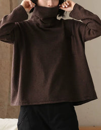 Women’s Minimalist Brown Long Sleeve Turtleneck