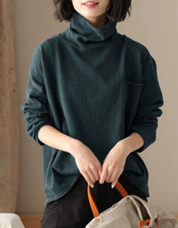 Women’s Loose Brown Long Sleeve Turtleneck Sweater