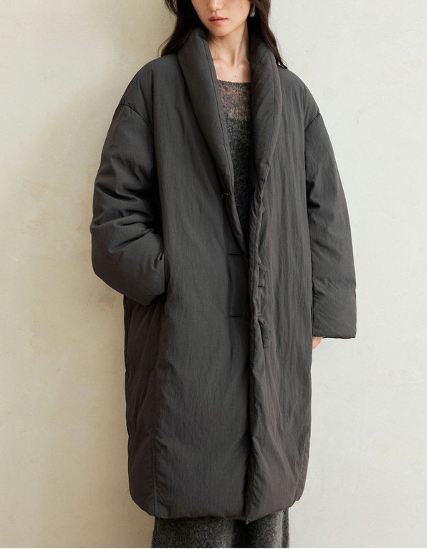 Women’s Winter Oversized Knot Buttons Long Puffer Coat