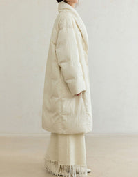 Women’s Winter Oversized Knot Buttons Long Puffer Coat