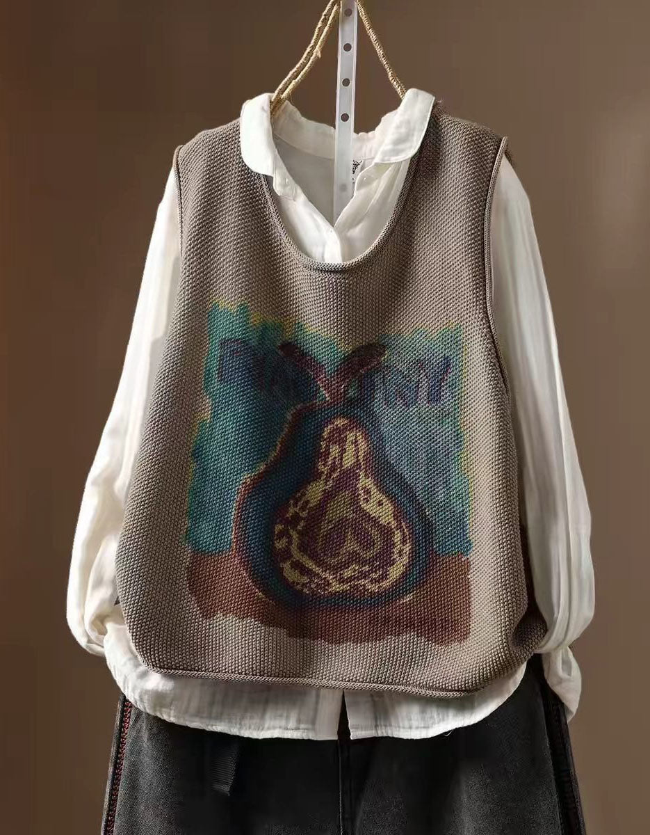 Women's Casual Taupe Knit Vest for Layered Outfits