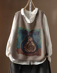Women's Casual Taupe Knit Vest for Layered Outfits