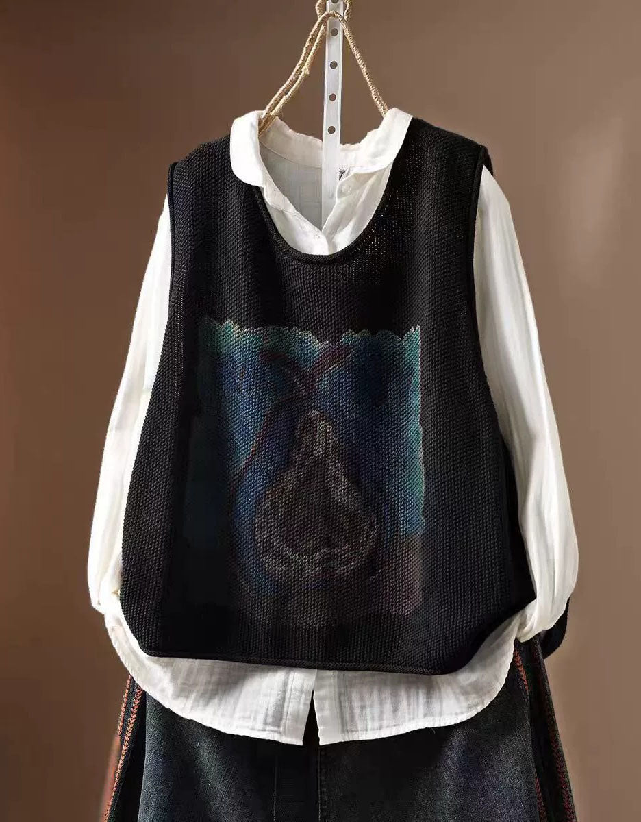 Women's Retro Pear Print Sleeveless Sweater Vest