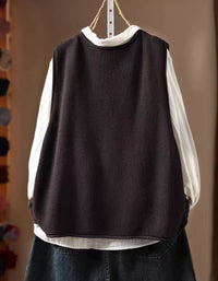 Women's Vintage-Inspired Graphic Sweater Vest – Brown