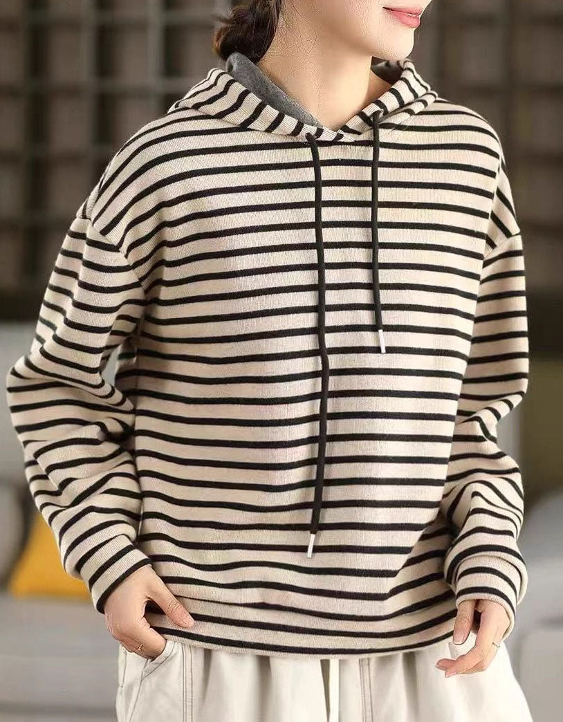 Women’s Winter Relaxed Fit Striped Hoodie