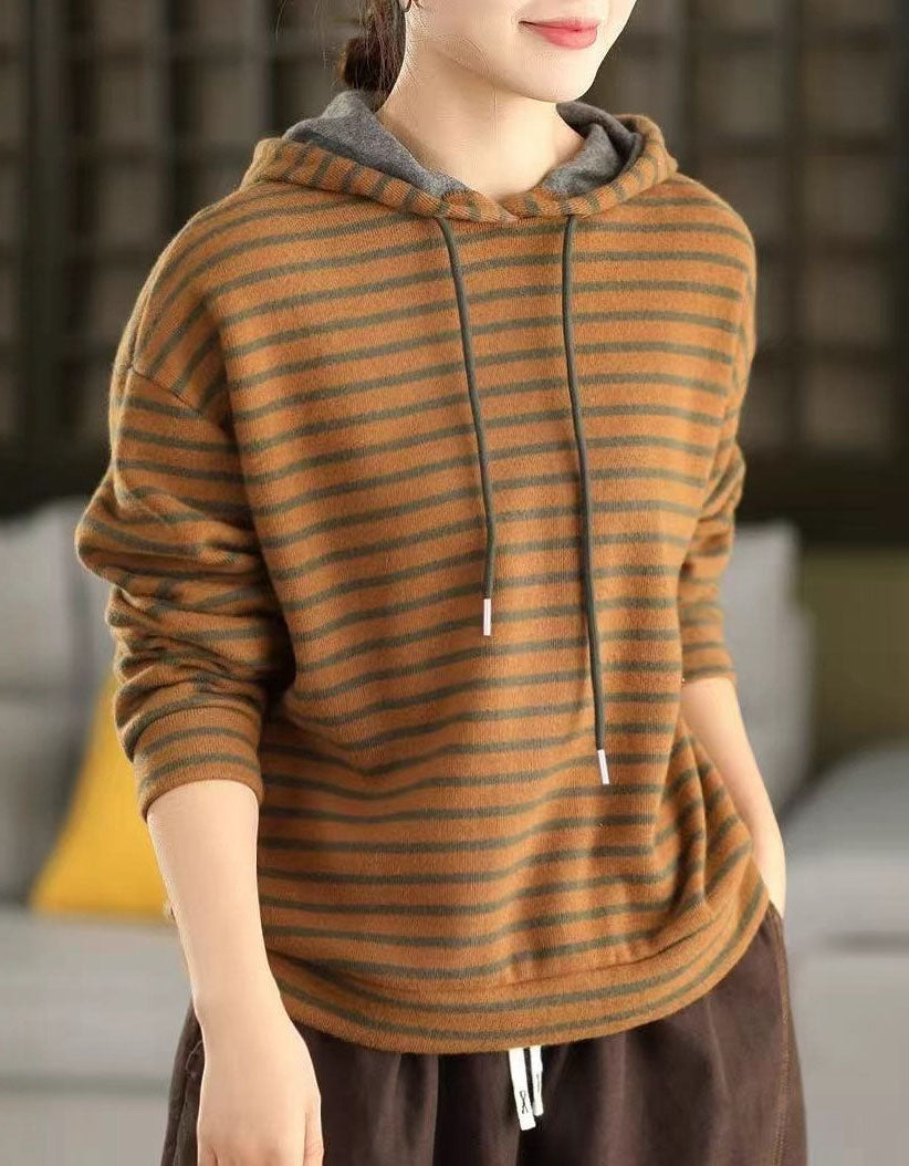 Women’s Winter Relaxed Fit Striped Hoodie