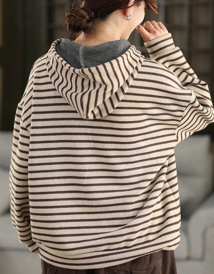 Women’s Winter Relaxed Fit Striped Hoodie