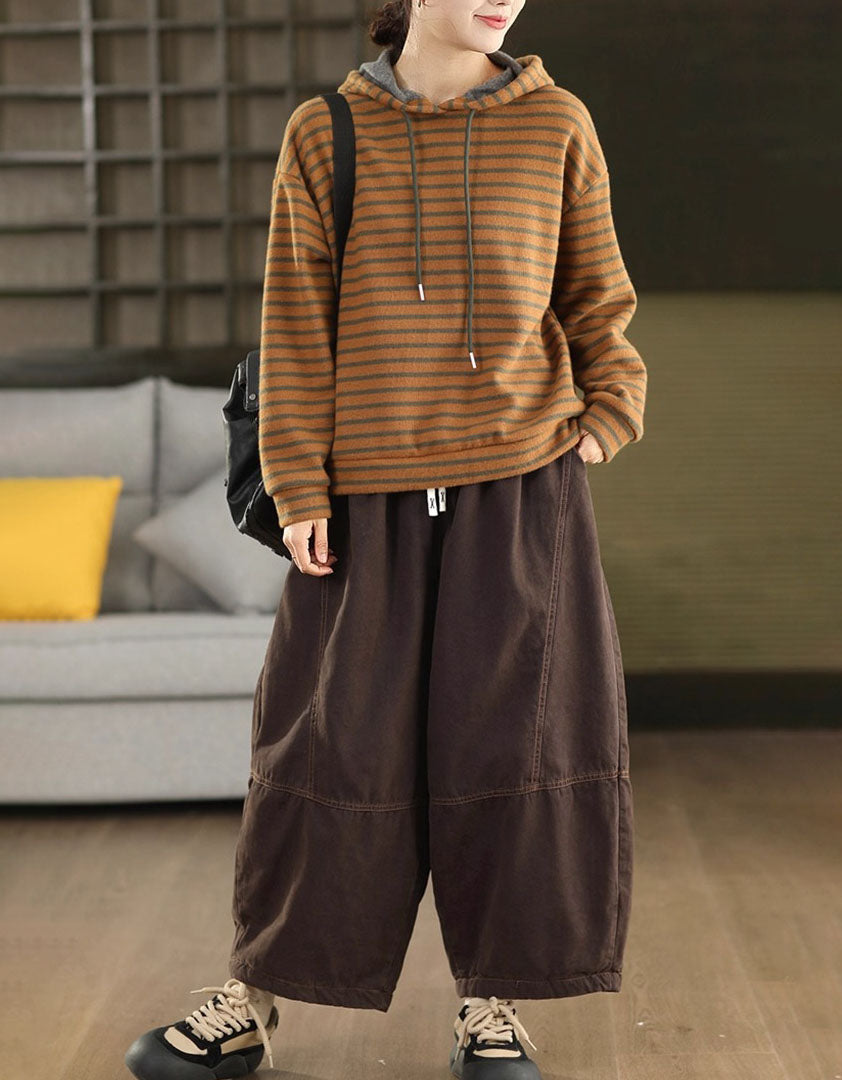 Women’s Winter Relaxed Fit Striped Hoodie
