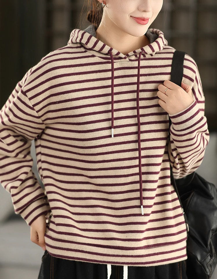 Women’s Winter Relaxed Fit Striped Hoodie