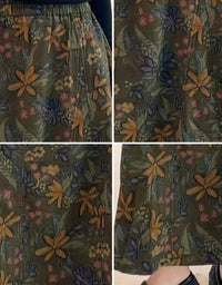 Women’s Long Floral Skirt – Comfy Elastic Waist Vintage A-Line