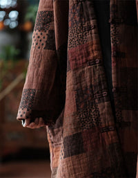 Women’s Winter Retro Handmade Patchwork Long Coat