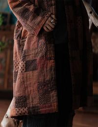Women’s Winter Retro Handmade Patchwork Long Coat