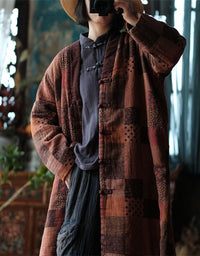 Women’s Winter Retro Handmade Patchwork Long Coat