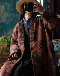 Women’s Winter Retro Handmade Patchwork Long Coat
