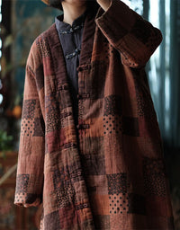 Women’s Winter Retro Handmade Patchwork Long Coat
