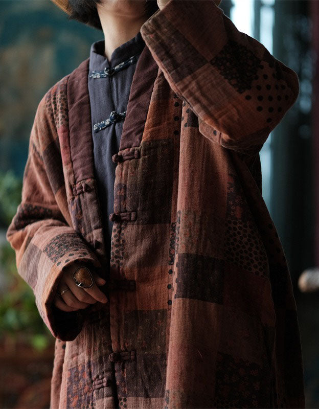 Women’s Winter Retro Handmade Patchwork Long Coat