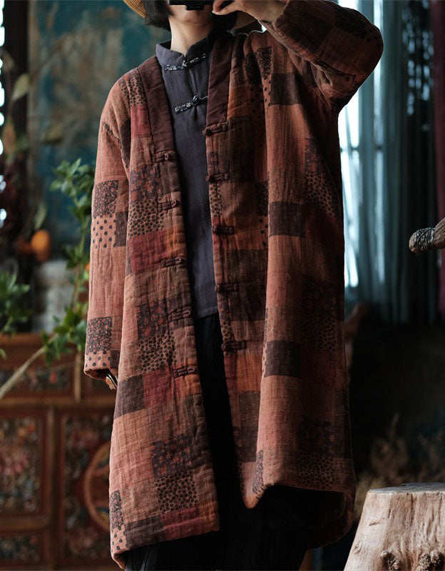 Women’s Winter Retro Handmade Patchwork Long Coat