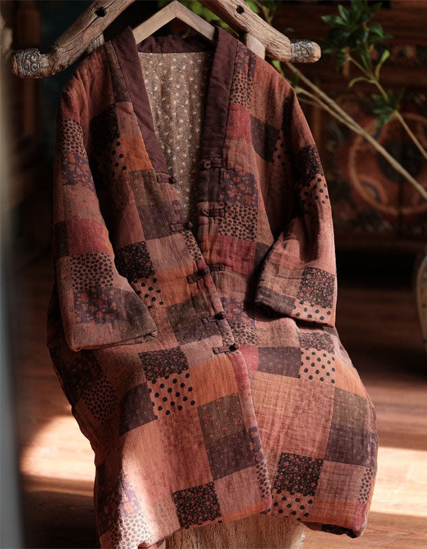 Women’s Winter Retro Handmade Patchwork Long Coat