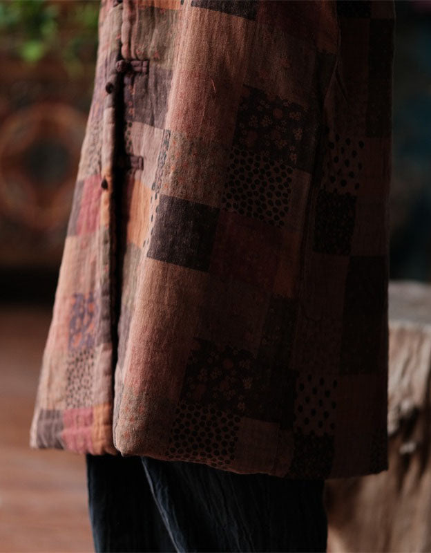 Women’s Winter Retro Handmade Patchwork Long Coat