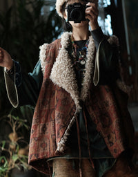 Women's Retro Ethnic Print Open Front Vest