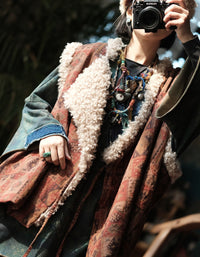 Women's Retro Patterned Open Front Layering Vest