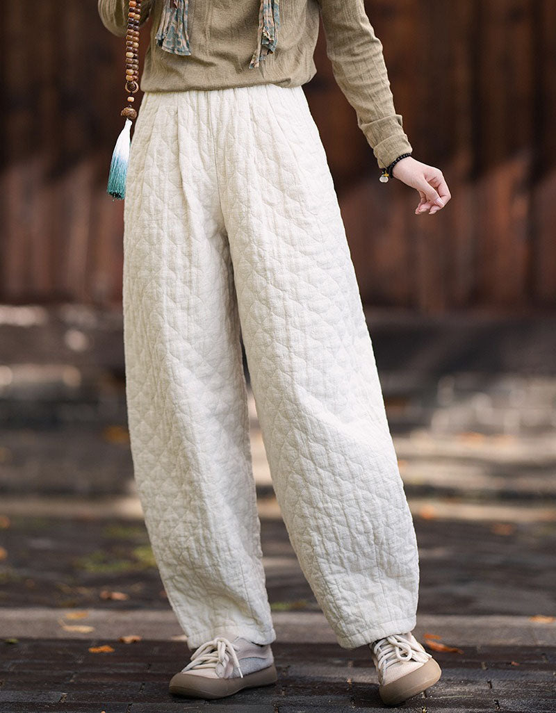 Women’s Retro Textured Casual Trousers
