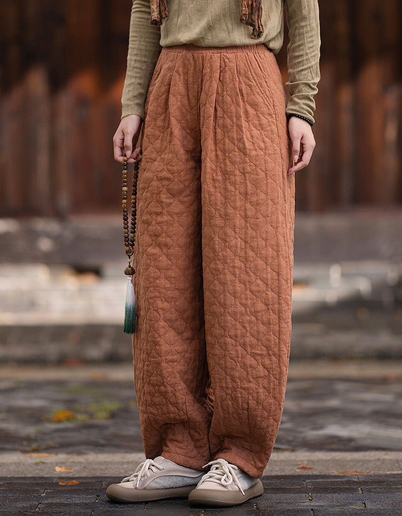 Women’s Vintage Quilted Loose Fit Trousers