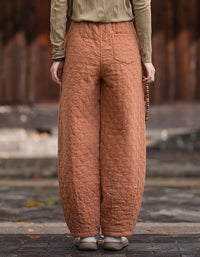 Women’s Relaxed Quilted Brown Trousers
