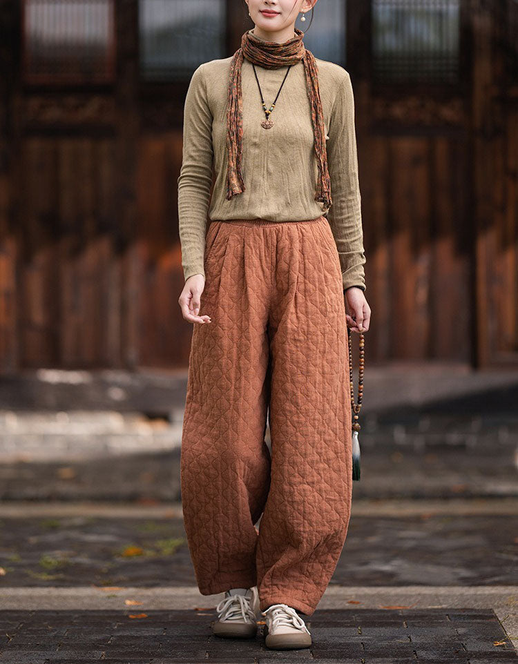 Women’s Textured Quilted Wide Leg Trousers