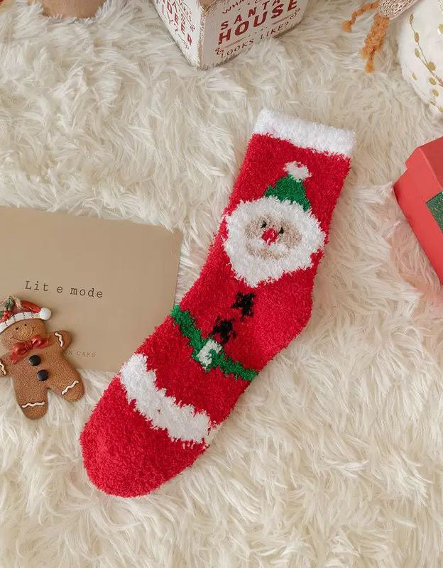 2 Pairs Women's Winter Soft Fluffy Christmas Socks