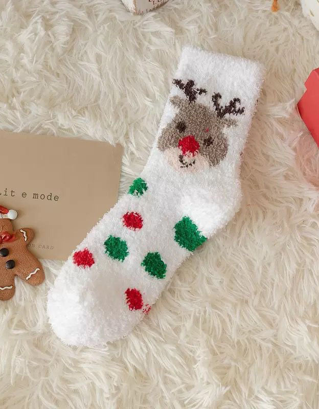 2 Pairs Women's Winter Soft Fluffy Christmas Socks