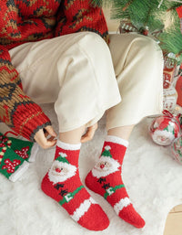 2 Pairs Women's Winter Soft Fluffy Christmas Socks