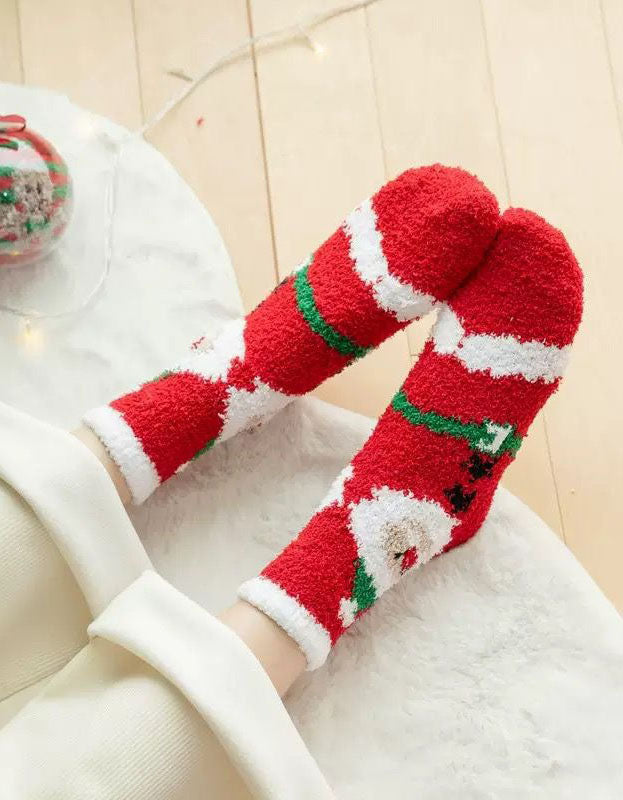 2 Pairs Women's Winter Soft Fluffy Christmas Socks
