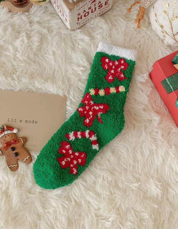 2 Pairs Women's Winter Soft Fluffy Christmas Socks