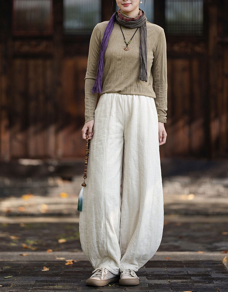 Women's Mustard Brown Harem Pants – Relaxed Balloon Fit