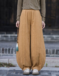 Women's Loose Fit Harem Pants – Elastic Waist Balloon Trousers