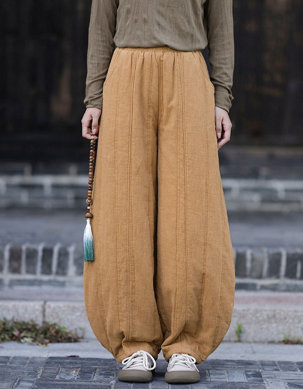 Women's Loose Fit Harem Pants – Elastic Waist Balloon Trousers