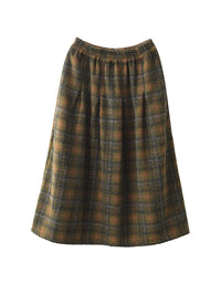 Women’s Winter Vintage Plaid Wool Midi Skirt