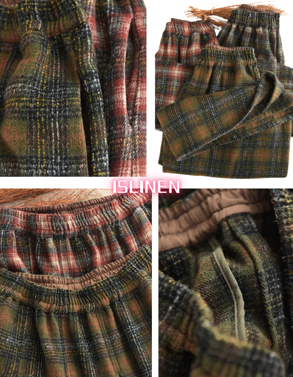 Women’s Winter Vintage Plaid Wool Midi Skirt