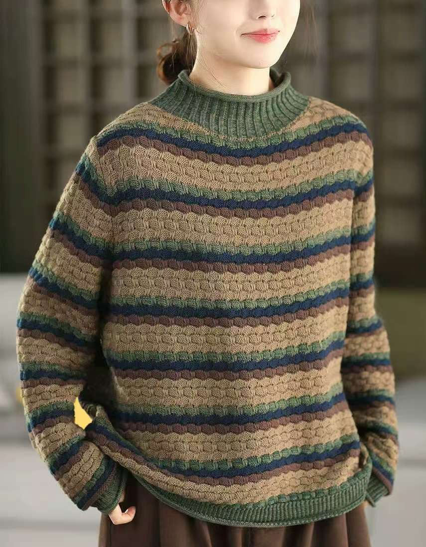 Women’s Winter Vintage Striped Knit Sweater