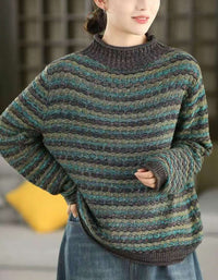 Women’s Winter Vintage Striped Knit Sweater