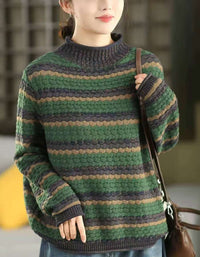 Women’s Winter Vintage Striped Knit Sweater
