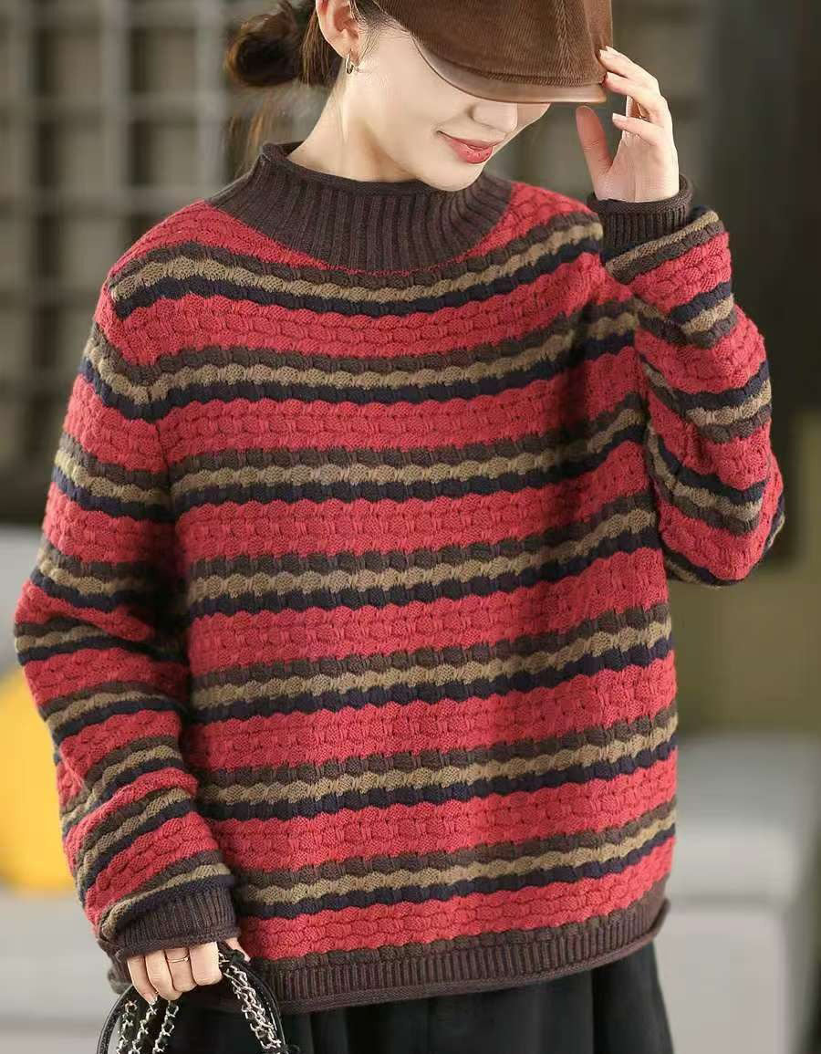 Women’s Winter Vintage Striped Knit Sweater