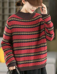 Women’s Winter Vintage Striped Knit Sweater