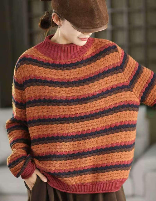 Women’s Winter Vintage Striped Knit Sweater - Islinen