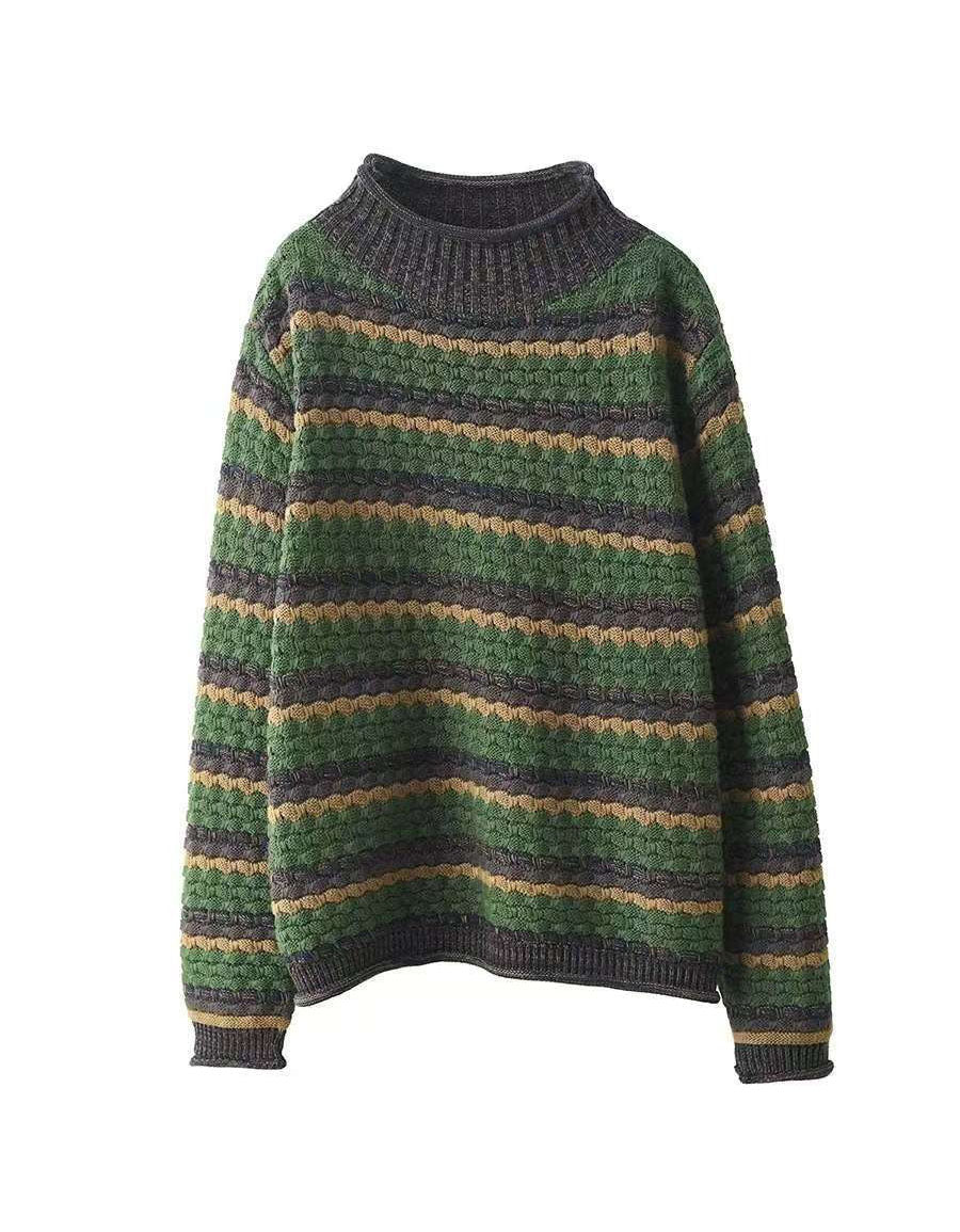 Women’s Winter Vintage Striped Knit Sweater
