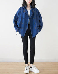 Women’s Casual Double Breasted Denim Jacket - Islinen