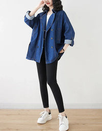 Women’s Casual Double Breasted Denim Jacket - Islinen