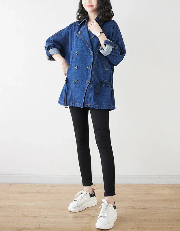 Women’s Casual Double Breasted Denim Jacket - Islinen