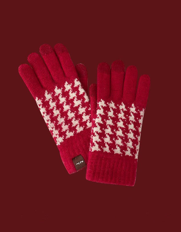 Women’s Christmas Design Knitted Winter Warm Gloves